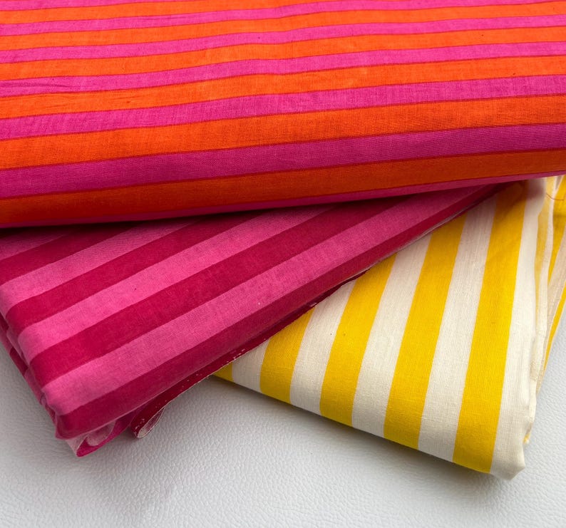 Tela de algodón a rayas / Material de costura con estampado indio para confección de ropa imagen 1