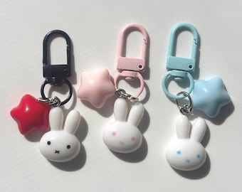 Porte-clés à fermeture éclair mini lapin | Charm de sac esthétique mignon | Accessoires pastel