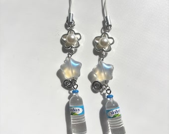 Cute Aesthetic Mini Water Bottle Phone Charm with Star Bead | Kawaii Phone Charm | Aesthetic Phone Accessory Gift