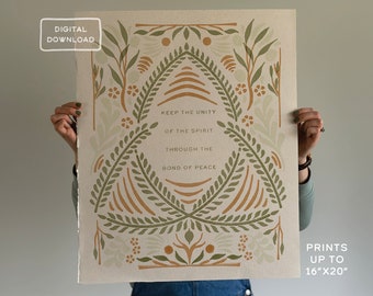 Trinity Knot Scripture Art Print | Floral Christian Wall Art (Digital Download)