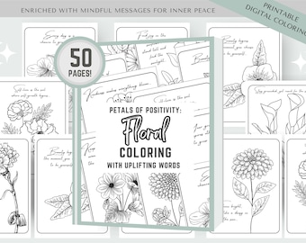 Floral Mandala Coloring Pages: 50 Mindful Designs with Healing Quotes (PDF Download)