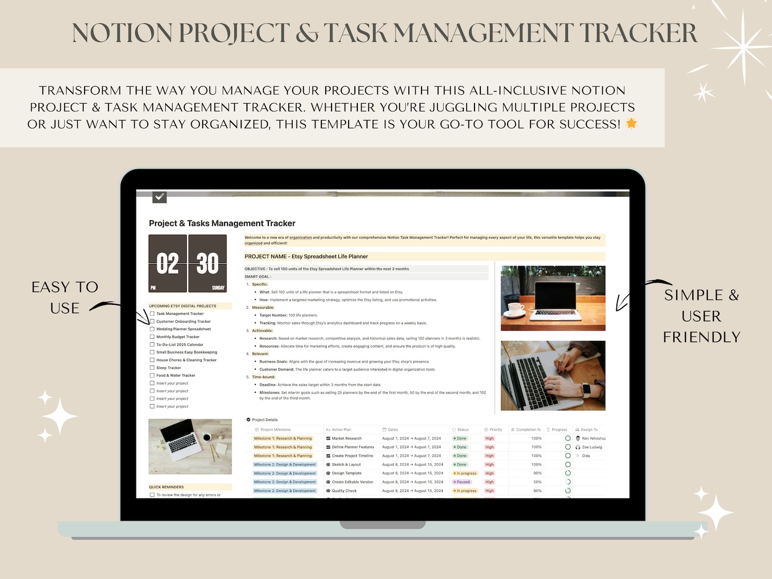 Notion Project & Task Management Tracker | Business Management Template ...