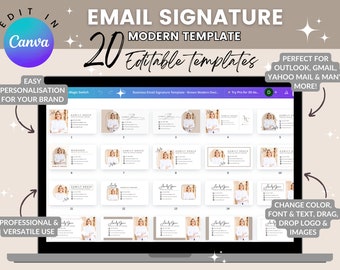 20 Professional Email Signature Templates with Photo | Outlook & Gmail Signatures | Modern Business Card Design | Light Brown Theme
