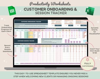 Customer Onboarding Tracker for Coaches | Client Session Management | Client Onboarding Checklist | CRM | Onboarding Spreadsheet, To Do List