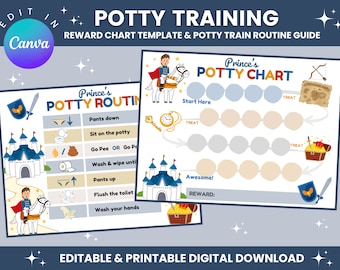 Editable Potty Training Chart | Printable Potty Chart | Toilet Training Guide | Potty Reward & Sticker Chart | Prince Treasure Journey
