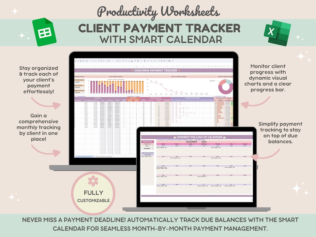 Client Payment Tracker for Coaches With Smart Calendar | Customer ...