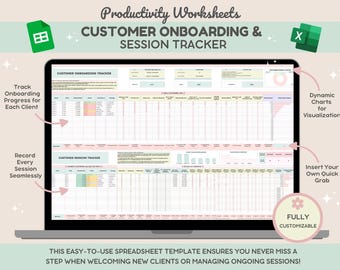Customer Onboarding Tracker for Coaches | Client Session Management | Client Onboarding Checklist | Excel To Do List| Onboarding Spreadsheet