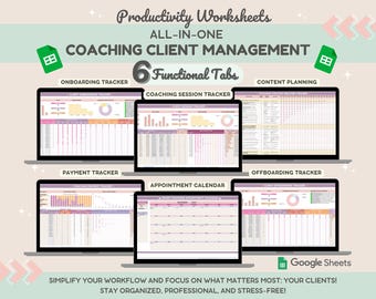 Client Management Coaching Tracker | Customer Onboarding Offboarding | Client Session, Payment with Calendar | Coaching Content Planning