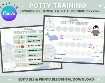 Editable Potty Training Chart | Printable Potty Chart | Toilet Training Guide | Potty Reward & Sticker Chart | Potty Tips | Antarctica Theme