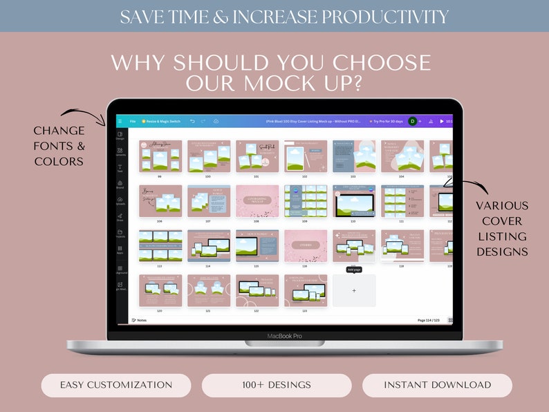 100+ Ultimate Etsy Cover Listing Mockup Bundle | Canva Templates for ...
