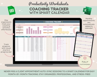 Coaching Tracker Smart Calendar | Client Onboarding Checklist | Client Tracker | Client Session Management | Coaching Tool | Task Tracker