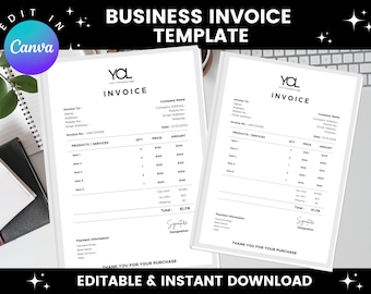 Editable Invoice Template | Business Receipt | Simple Invoice | Quotation & Payment Form | Formal Invoice PDF | Custom Invoice Design