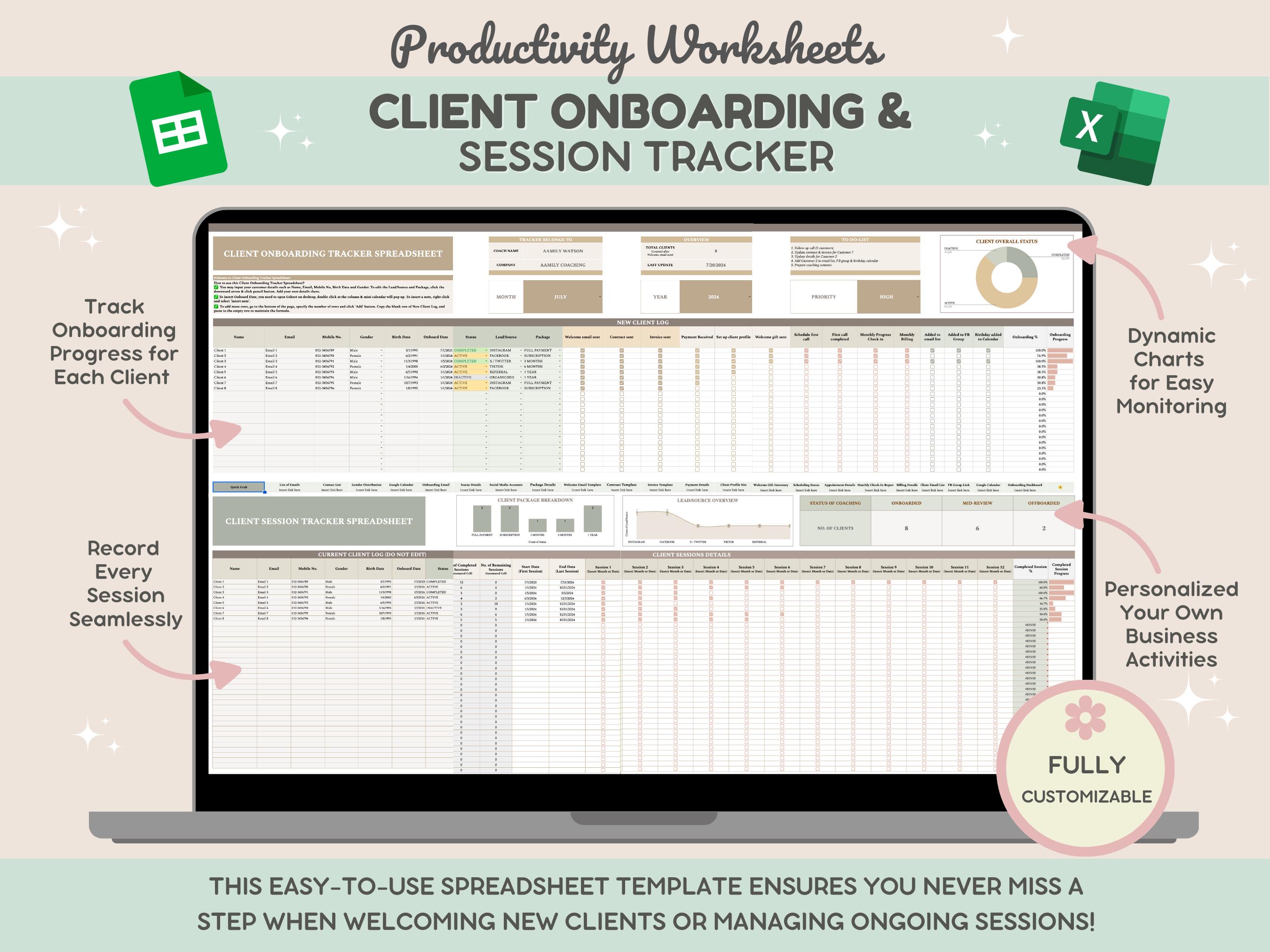 Client Onboarding Tracker for Coaches | Client Session Management ...