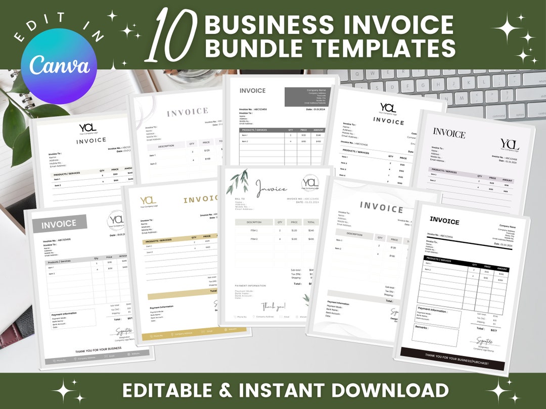 10 Editable Business Invoice Bundle | Simple Invoice & Quotation ...