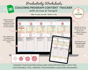 Coaching Program Content Tracker with Smart Calendar | Client Management |Customer Onboarding Tracker | CRM | Coaching Spreadsheet