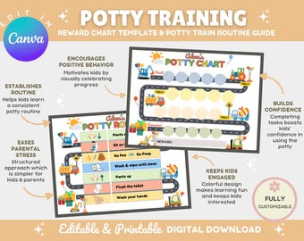 Editable Potty Training Chart | Printable Potty Chart | Toilet Training Guide | Potty Reward & Sticker Chart | Construction | Car Lorries