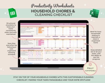 Decluttering Household Chores Cleaning Checklist | Deep Cleaning | House Cleaning Planner | Daily, Weekly, Monthly Cleaning Schedule