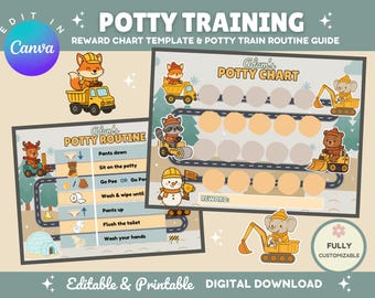 Editable Potty Training Chart | Printable Potty Chart | Toilet Training Guide | Potty Reward & Sticker Chart | Construction | Car Lorries