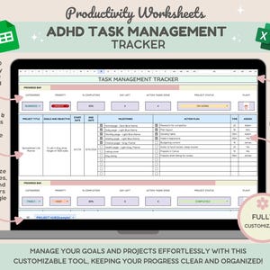 ADHD Task Tracker Spreadsheet | Task Management | Task Planning | Project Scheduling | Productivity Tool | To Do List Template