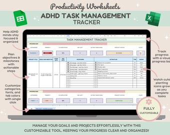 ADHD Task Tracker Spreadsheet | Task Management | Task Planning | Project Scheduling | Productivity Tool | To Do List Template