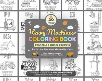 ABC Construction Truck Coloring Book: Preschool Alphabet Activity (PDF Download)