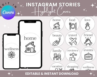 15 Instagram Highlight Cover, IG Story Cover, Aesthetic Highlight Cover, Instagram Story,Cute Icon Theme for Personal Instagram
