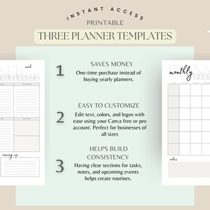 Utskrivbar enkel planerare, daglig veckovis månadsmall PDF, redigerbar odaterad planerare, minimalistisk planerare, dagligt schema, utskrivbar att-göra-lista bild 7