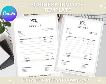 Editable Invoice Template | Business Receipt | Simple Invoice PDF | Quotation & Payment Form | Light Brown Theme | Custom Invoice Template