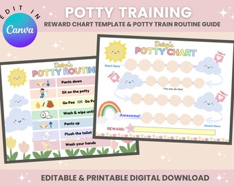 Editable Potty Training Chart | Printable Potty Reward & Sticker Chart | Toilet Training Tips Guide | Nature Theme Potty Chart for Kids