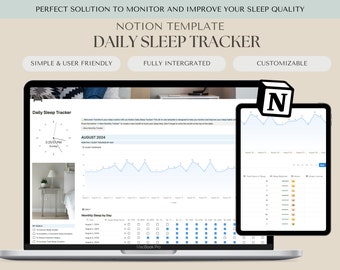 Notion Daily Sleep Tracker | Sleep Monitoring | Daily Sleep Tracker | Sleep Habit & Pattern Tracker | Sleep Journal | Mood Tracker