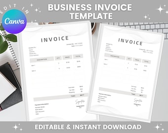 Editable Invoice Template | Business Receipt | Simple Invoice | Quotation & Payment Form | Abstract Grey Invoice PDF | Custom Invoice Design