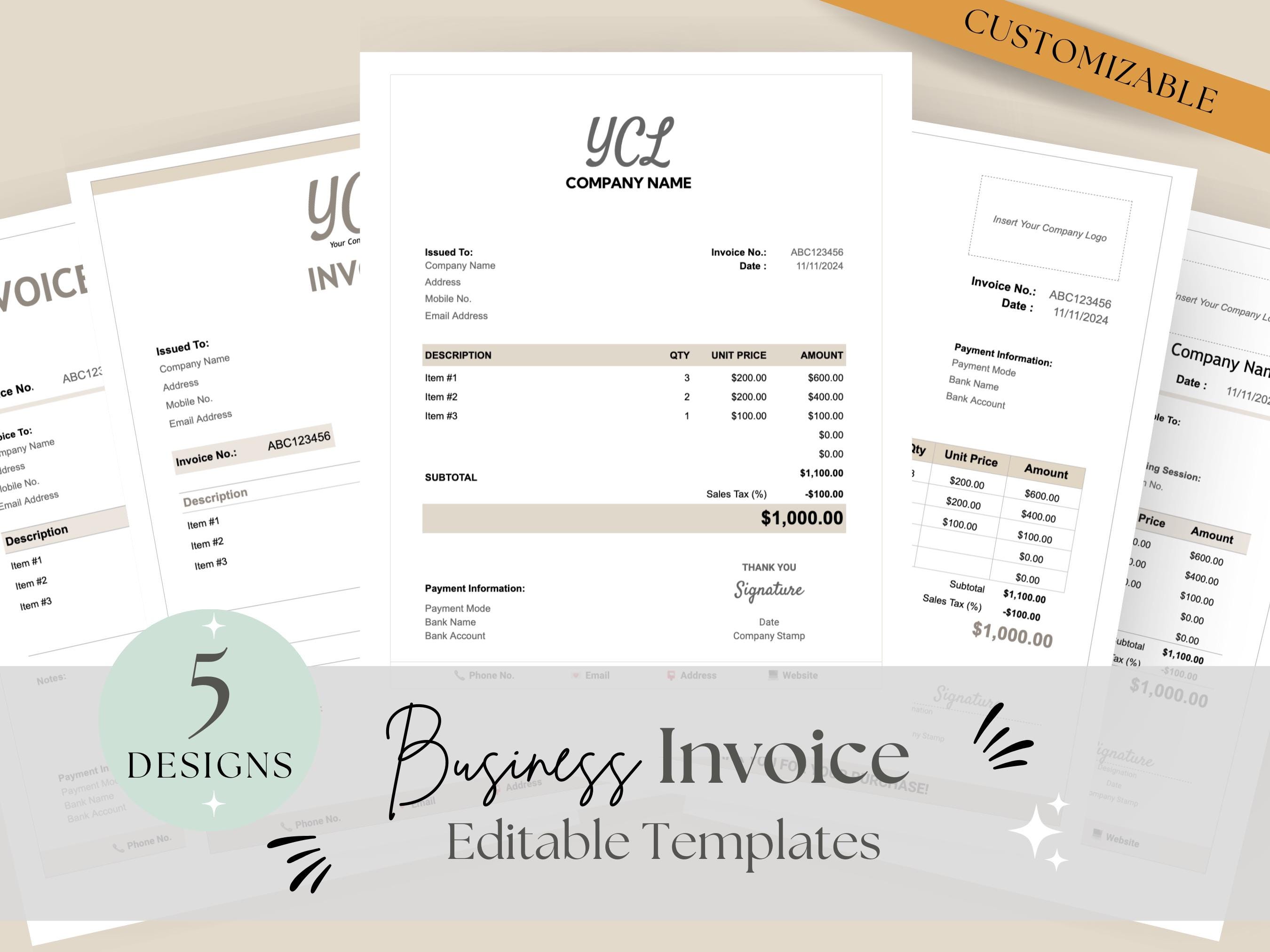 Invoice Template Excel | Receipt Template | Invoice Maker | Editable ...