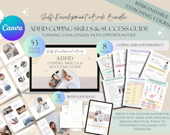 PLR ADHS Bewältigungsfähigkeiten & Erfolgskonzepte | Coaching-Lehrgang | Adhd Support für Erwachsene | Adhd Bundle Arbeitsblatt, Adhd Therapie Werkzeuge,zur Selbsthilfe