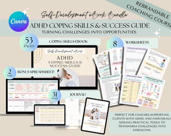 Life Coaching PLR for Mind Coach,ADHD Coping Skills,Adhd Task Tracker Spreadsheet,Coaching Course,Adult Adhd Support,Therapy Tools,Self-Help