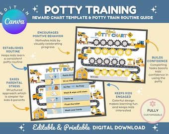 Editable Potty Training Chart | Printable Potty Chart | Toilet Training Guide | Potty Reward & Sticker Chart | Construction | Car Lorries