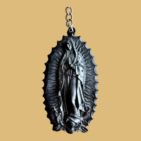 Porte clef religieux Sainte vierge Marie notre dame de Guadalupe argent