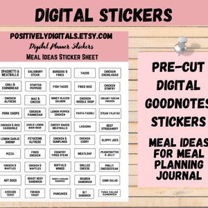 Meal Planning Stickers, Food Idea Stickers for Food Journal