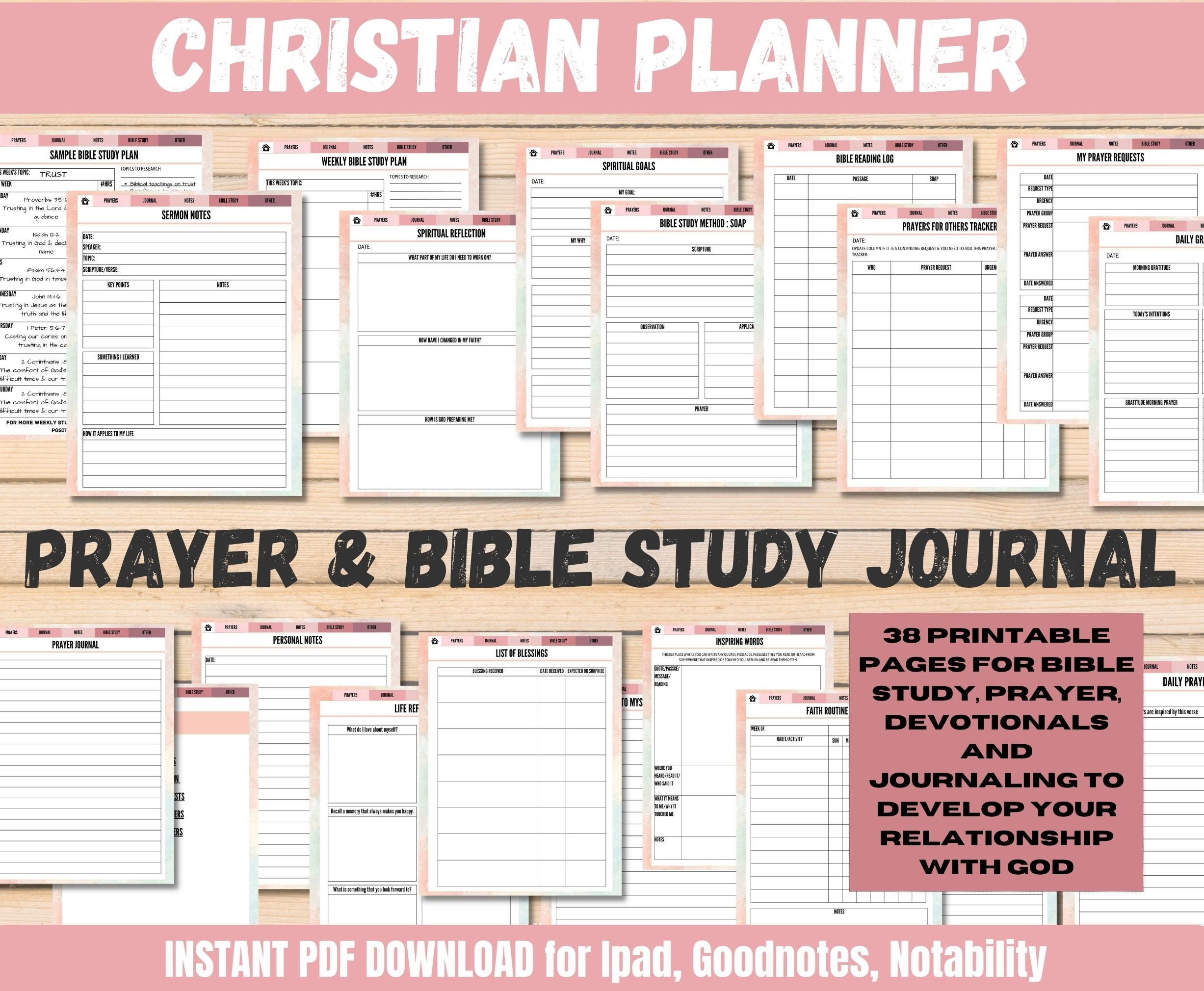 Complete Faith Bundle: Prayer Journal, Printable Bible Study Guide ...