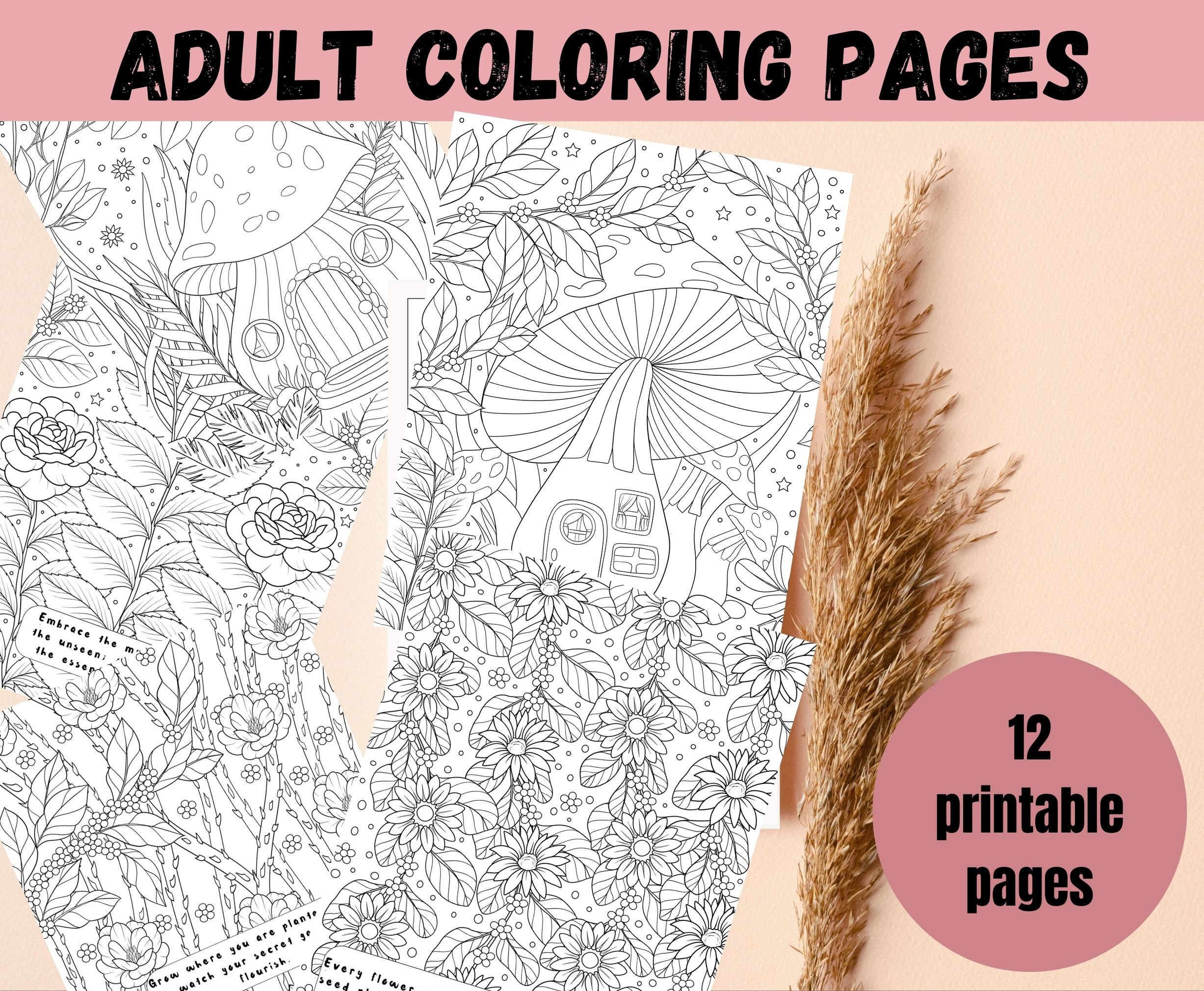 Secret Garden Flowers Digital Printable Coloring Book Pages - Etsy