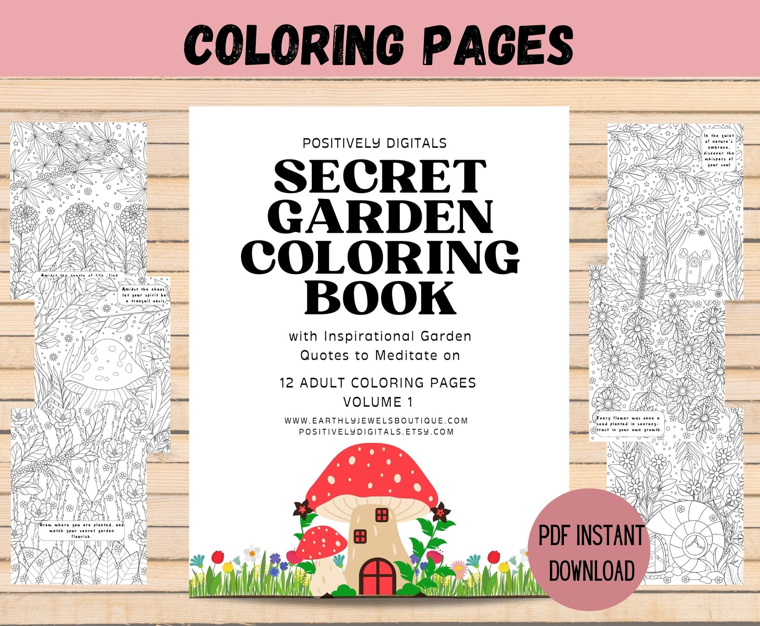 Secret Garden Flowers Digital Printable Coloring Book Pages - Etsy