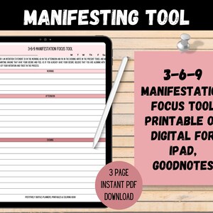 369 Manifestation Worksheet, Printable 369 Manifestation Tool
