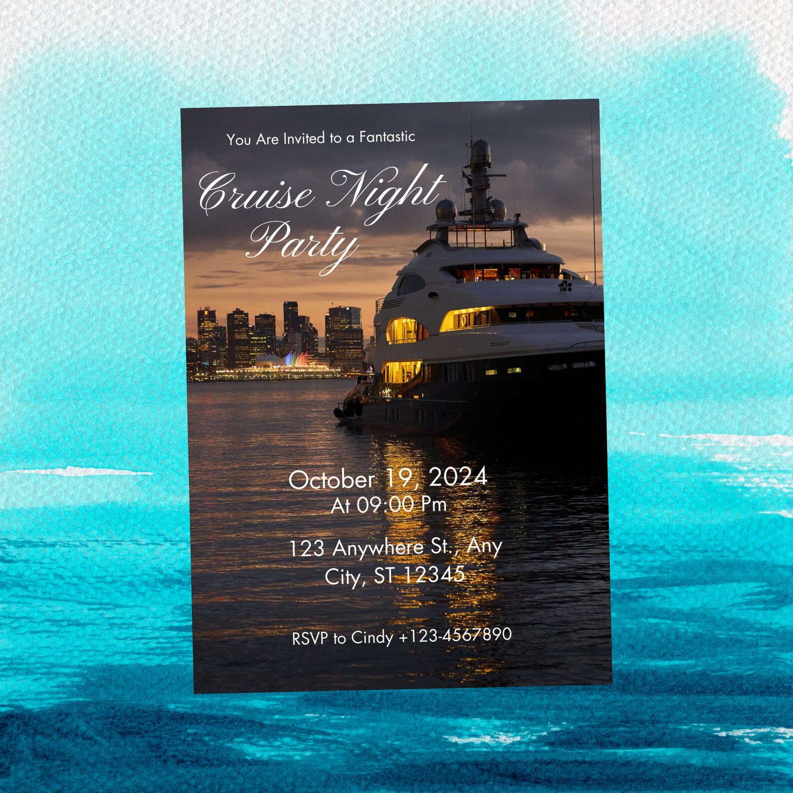 Yacht Party Invitation: Editable Boat Cruise Invite (instant Download ...