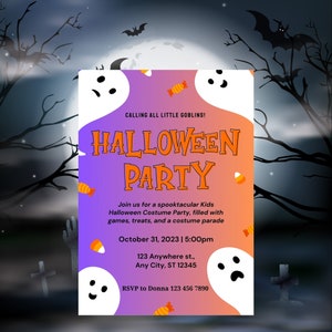 Editable Halloween Party Invitation, Spooky Theme (Digital Download)