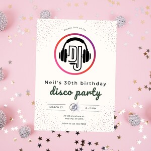Editable Disco Party Invitation, Disco Party, Personalized invitation, Dance Party Instant Download, Disco Birthday invitation, Party invite