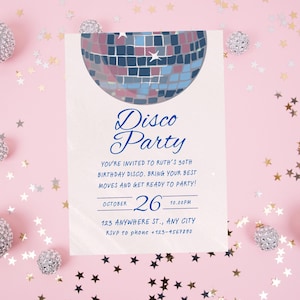 Editable Disco Party Invitation, Invites Editable Glow Party, Dance Party Template, Instant Download, Birthday invite, Personalized Invite