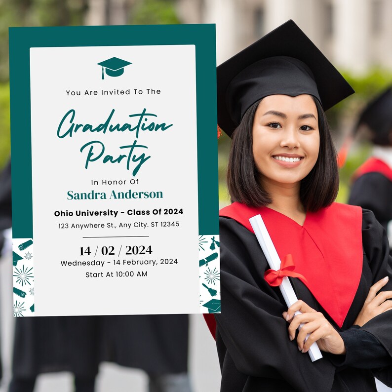 Graduation Party Invitation, Graduation Invitation Template, High