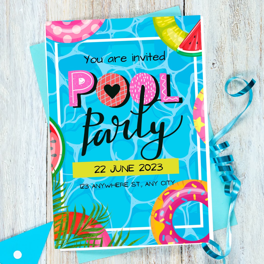Editable Pool Party Invitation Template (instant Download) - Etsy