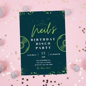 Editable Disco Party Invitation, Disco Party, Personalized invitation, Dance Party Instant Download, Disco Birthday invitation, Party invite
