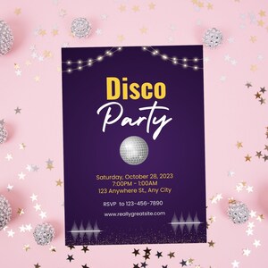 Editable Disco Party, Invites Editable Glow Party, Dance Party Template, Instant Download, Birthday invite, Personalized Invite, Printable