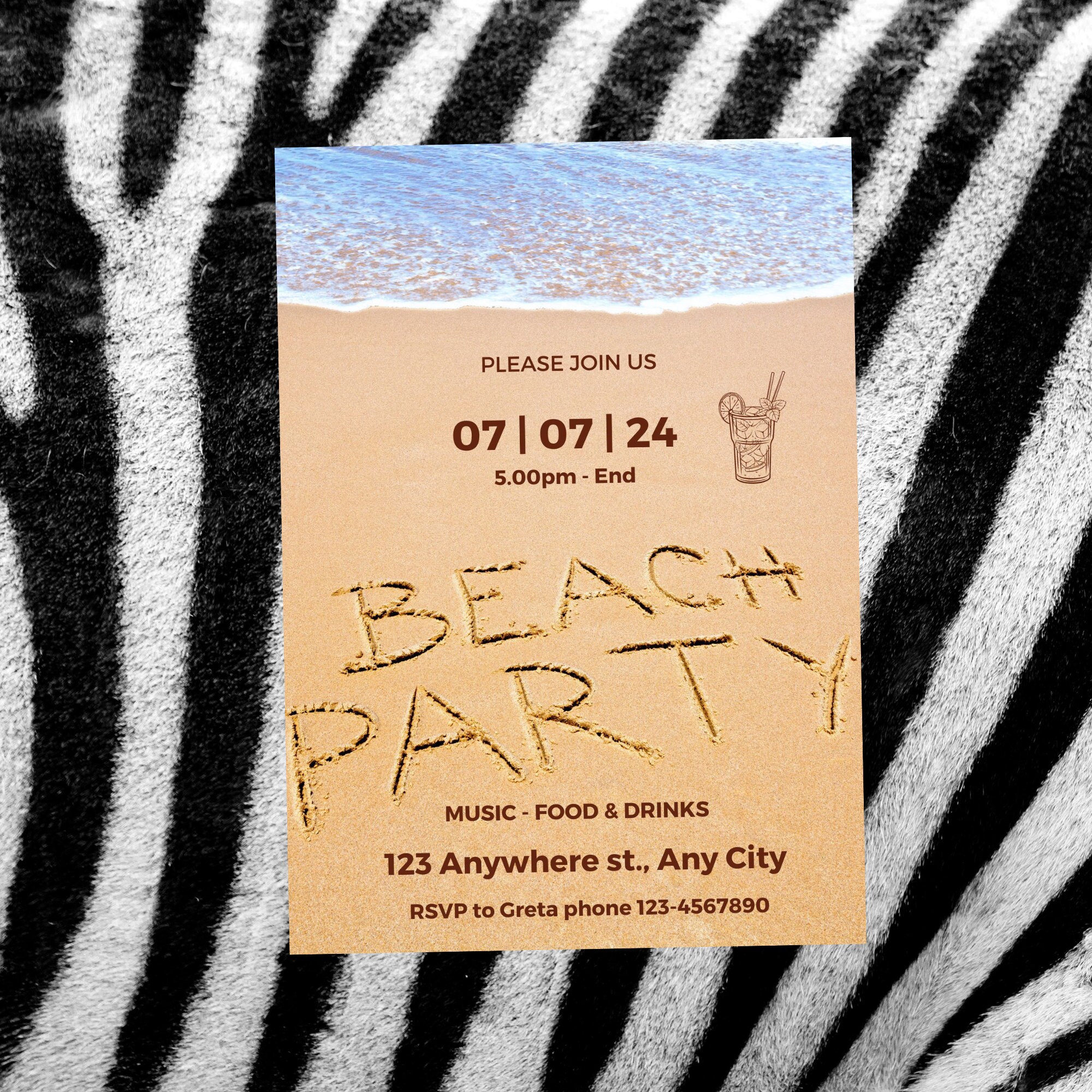 Beach Party Invitation Template Lets Celebrate Beach Invite Printable ...